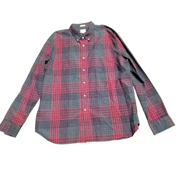 J Crew Secret Wash Stretch Plaid Button Long Sleeve Shirt Men's Sz XXL - Picture 1 of 10